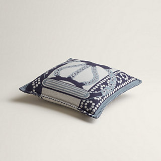 クッション ジャカード 《鐙の幻想》 - ブルー | Hermès - エルメス